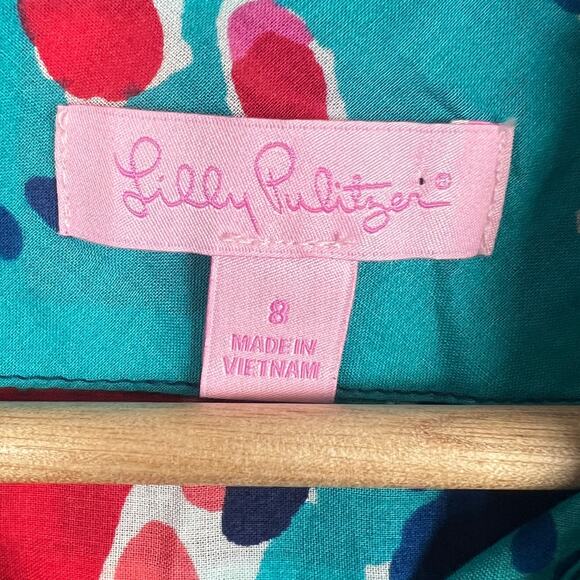 LILLY PULITZER Women's 8 Reef Me Up Joycee Button Resort Tropical Fish Art Shirt - Picture 5 of 10